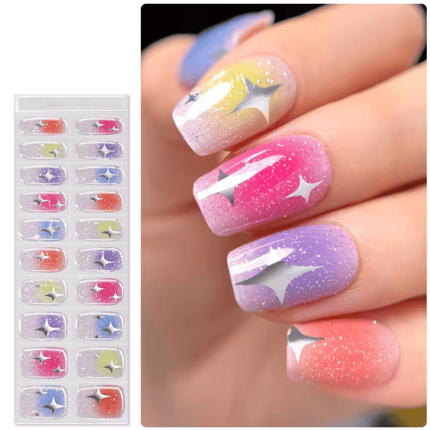 Semi Cured Gel Nail Stickers - 36 gerðir