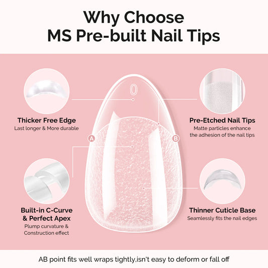 300Pcs Acrylic Nail Tips - Half Matte Clear Full Cover and Nail glue set