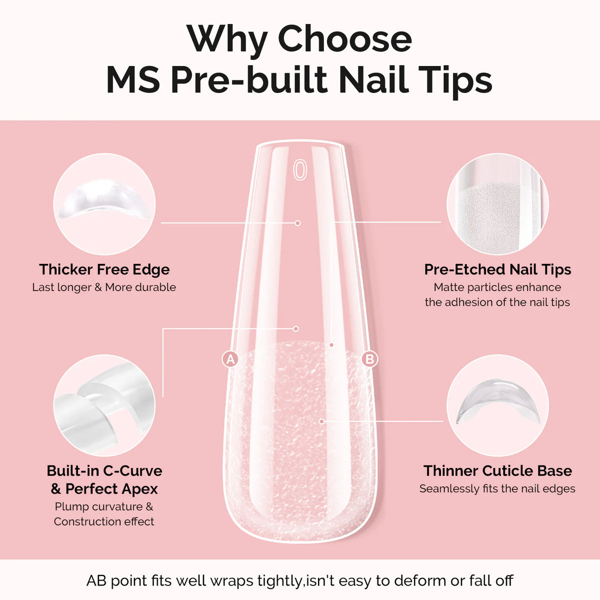 300Pcs Acrylic Nail Tips Long Coffin Set
