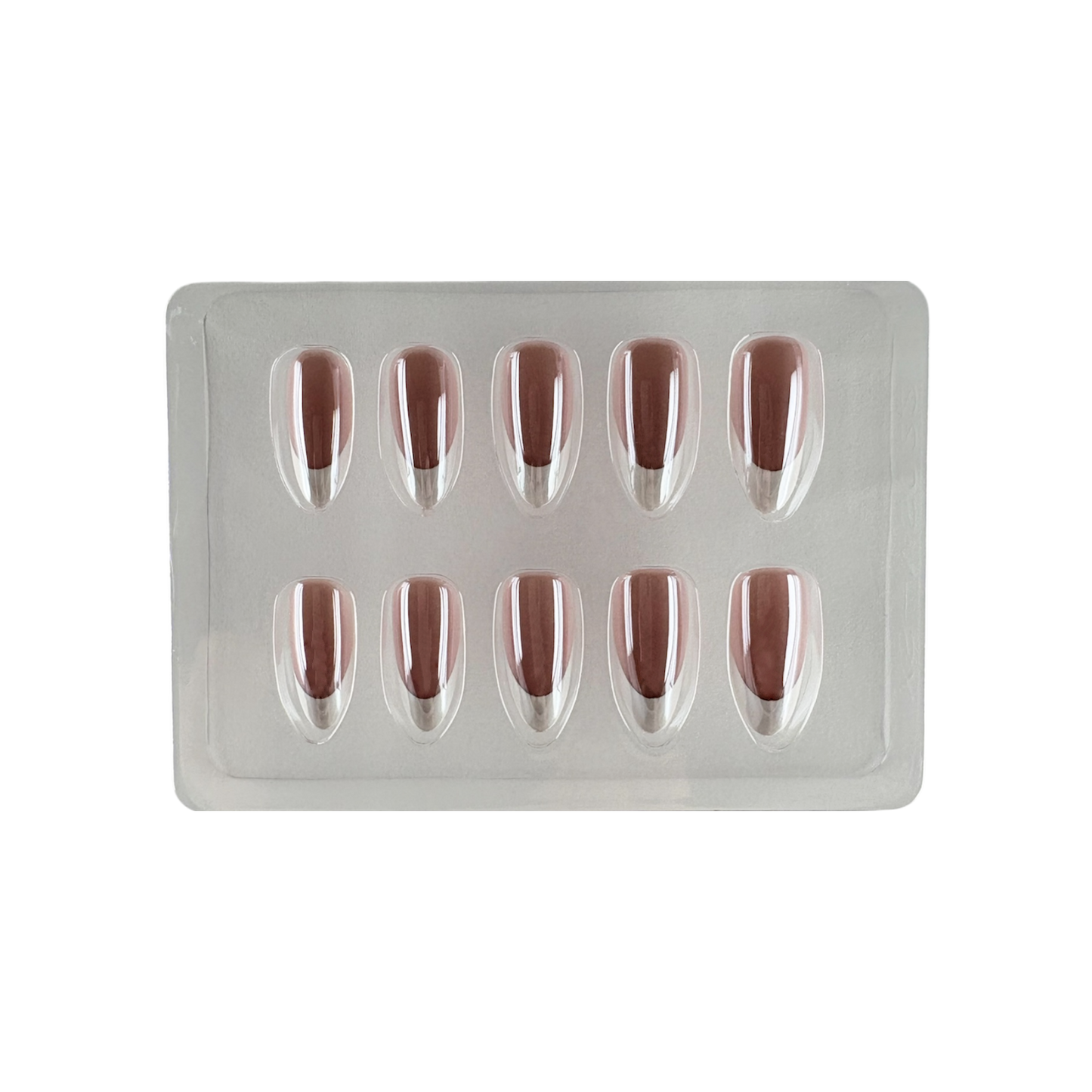 Press On neglur - Dark Brown French Chrome