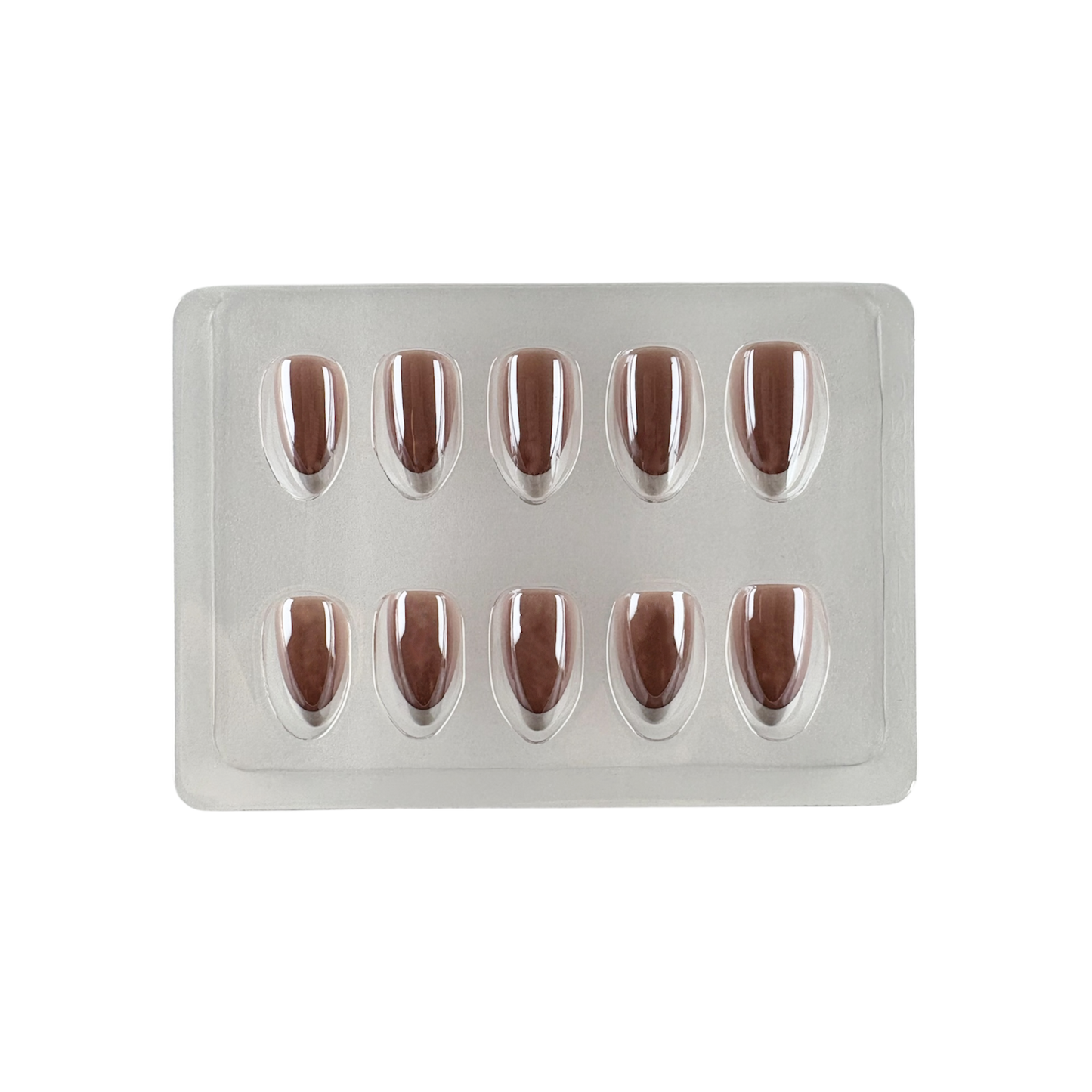 Press On neglur - Dark Nude French Chrome