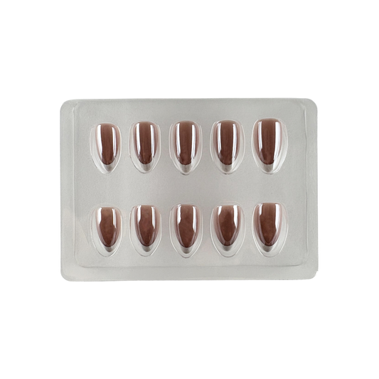 Press On neglur - Dark Nude French Chrome