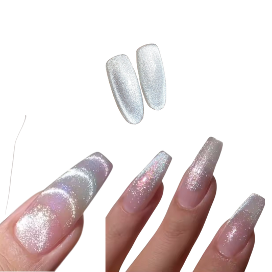 Hvítt Silfur Crystal Cat Eye