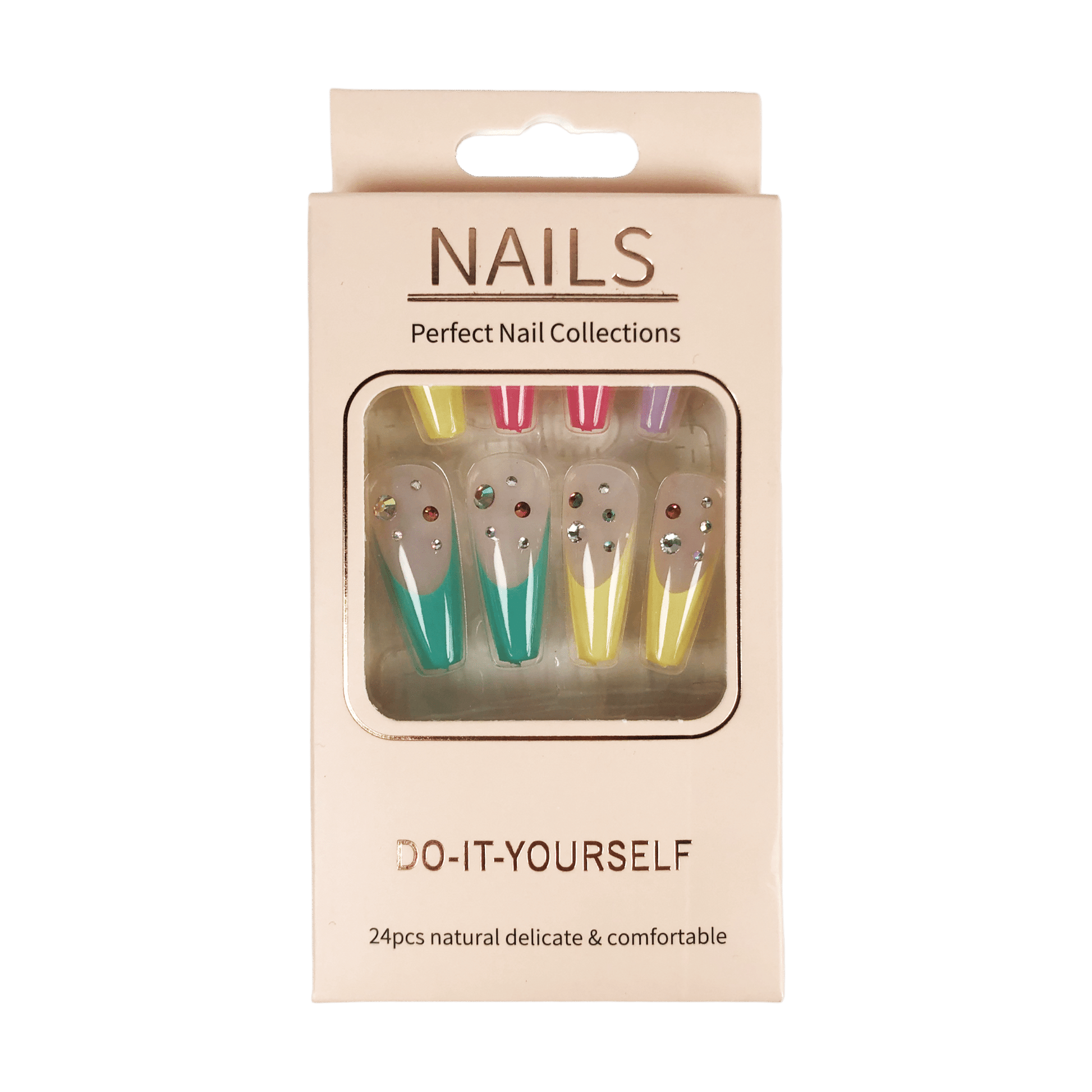 PressOn gervineglur french skrautlegar með demöntum rhinestones