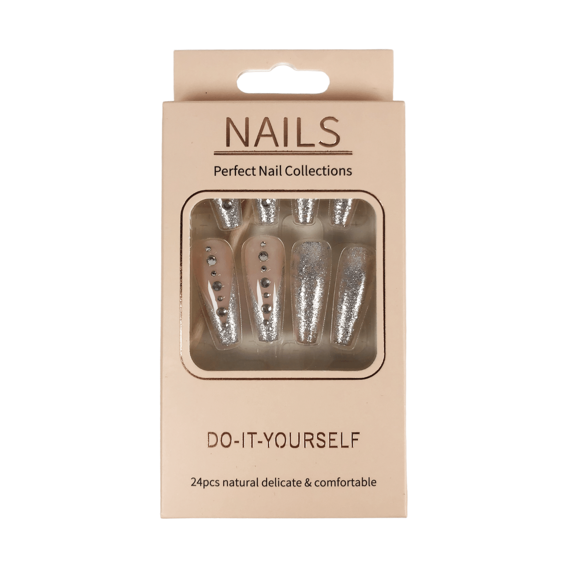 PressOn gervineglur silfurlitaðar