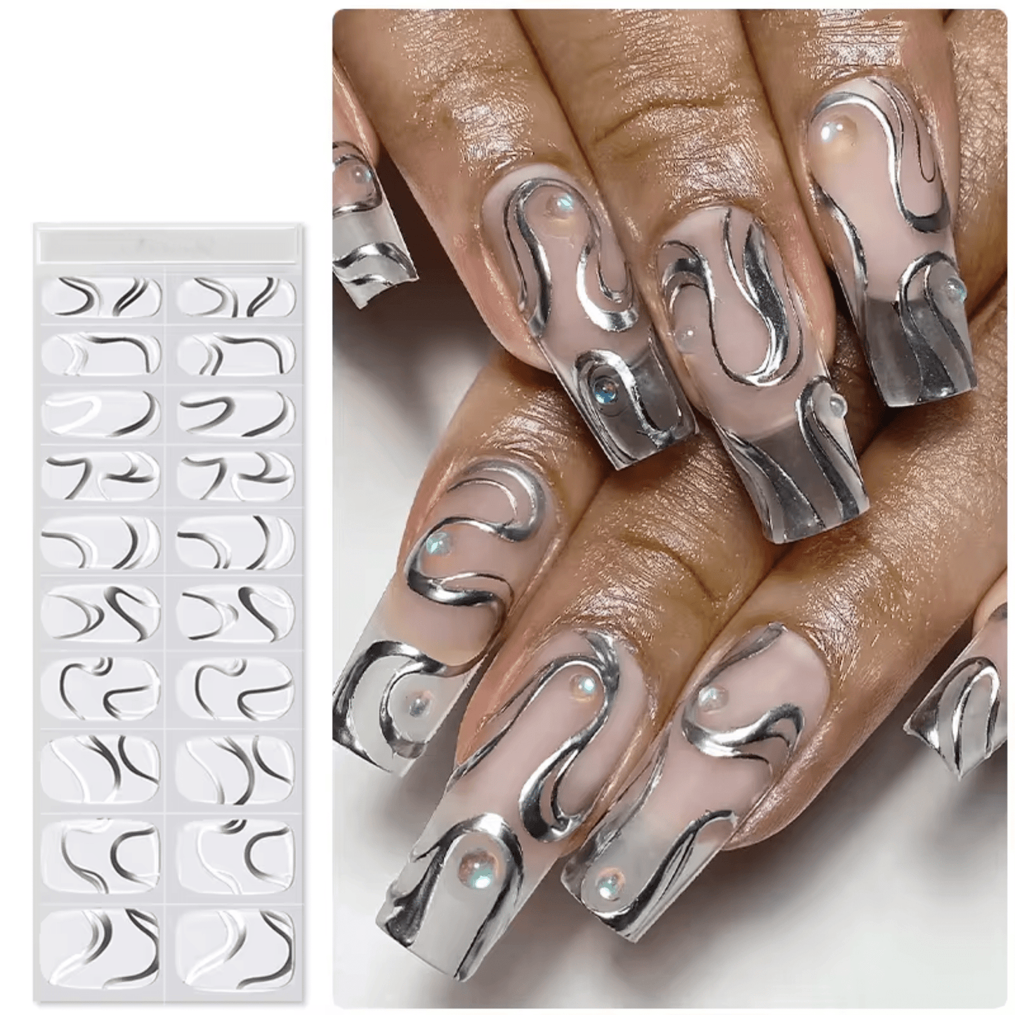 Semi Cured Gel Nail Stickers - 36 gerðir