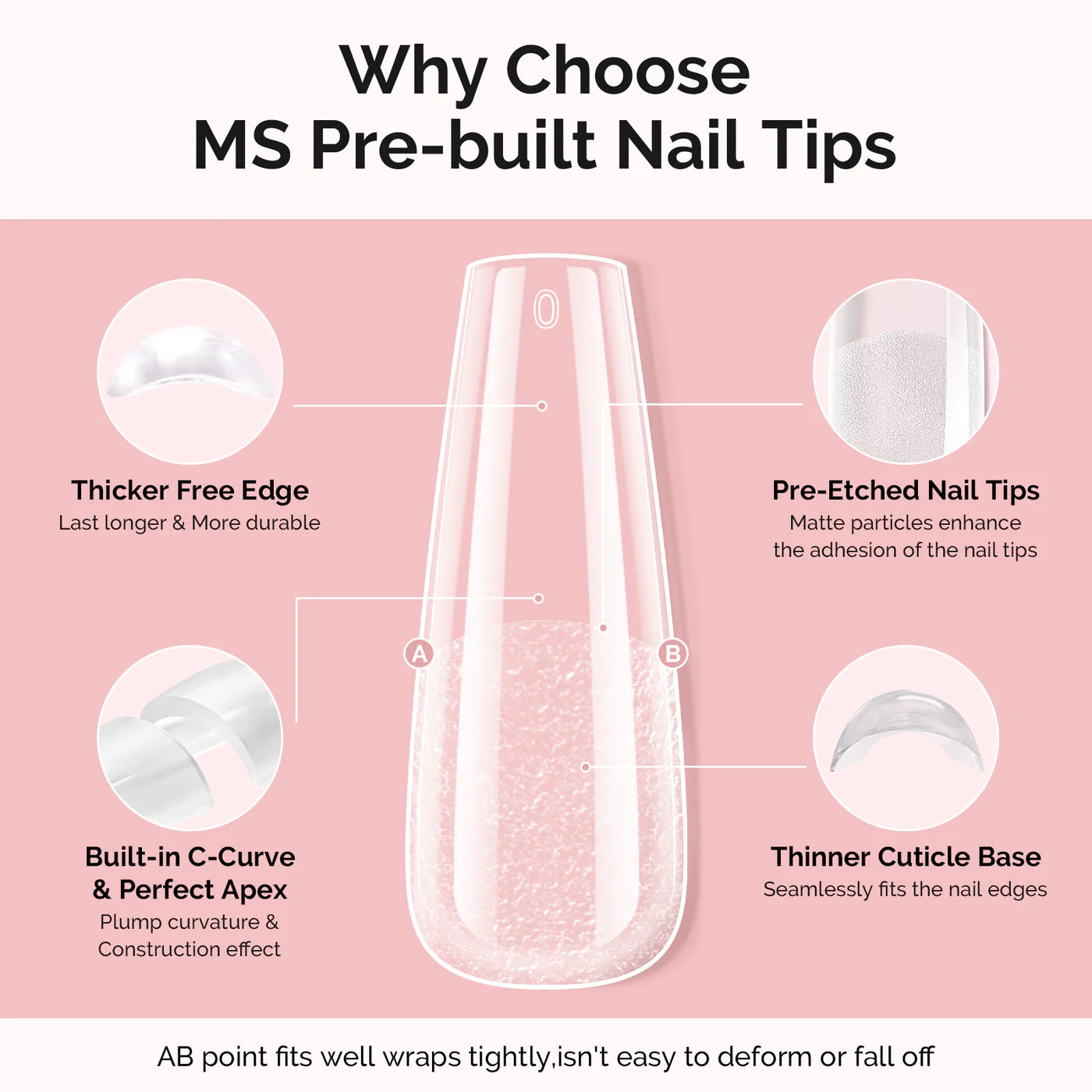 300Pcs Acrylic Nail Tips Long Coffin Set