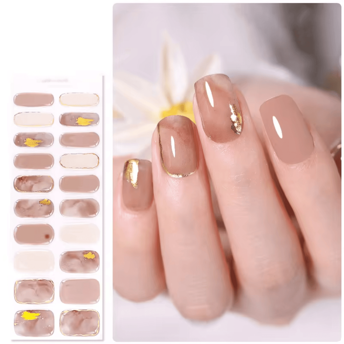 Semi Cured Gel Nail Stickers - 36 gerðir