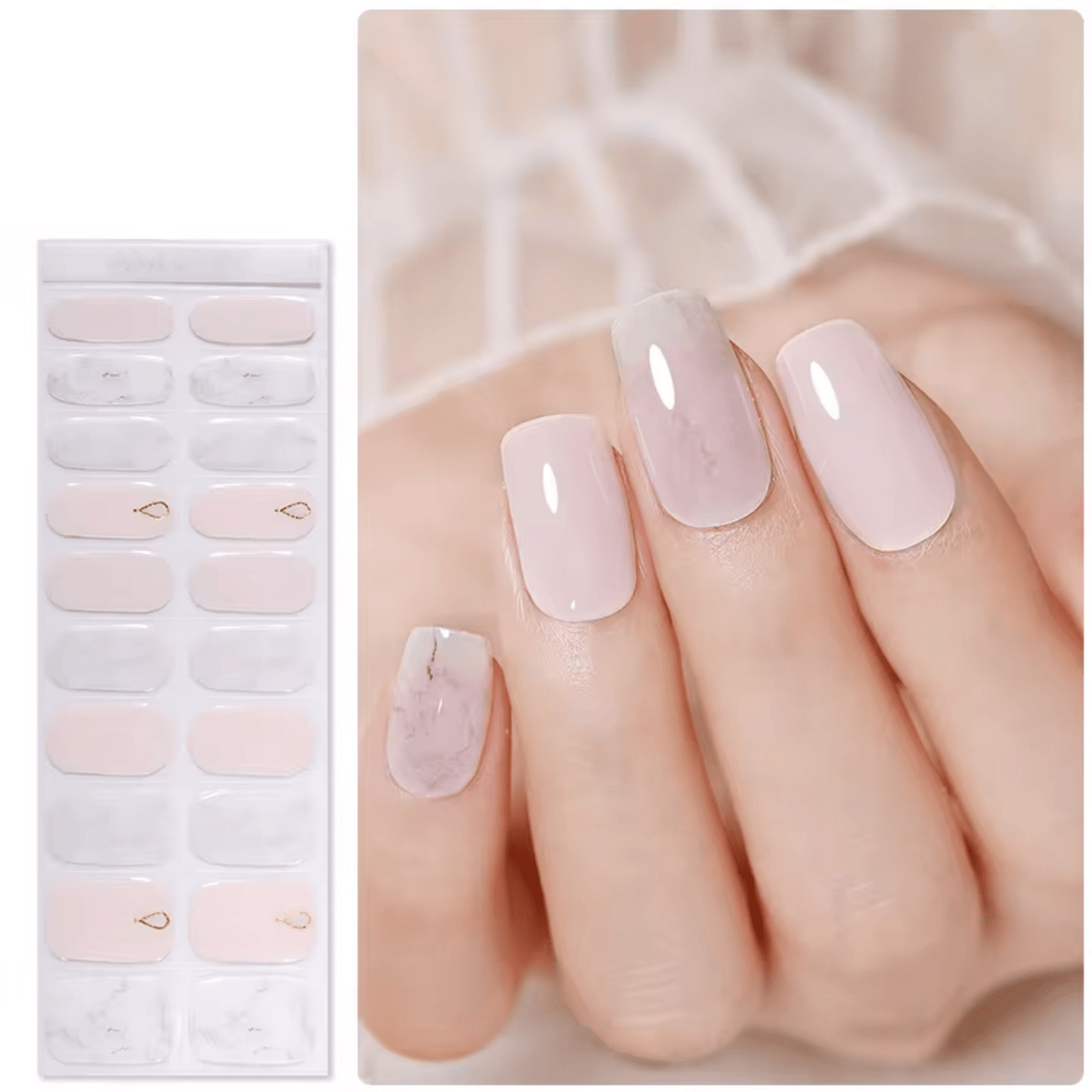 Semi Cured Gel Nail Stickers - 36 gerðir