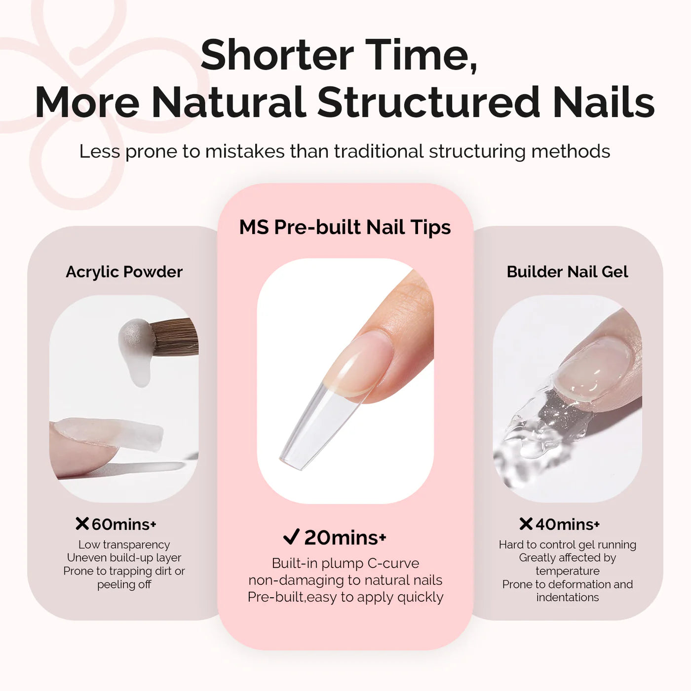 300Pcs Acrylic Nail Tips Long Coffin Set