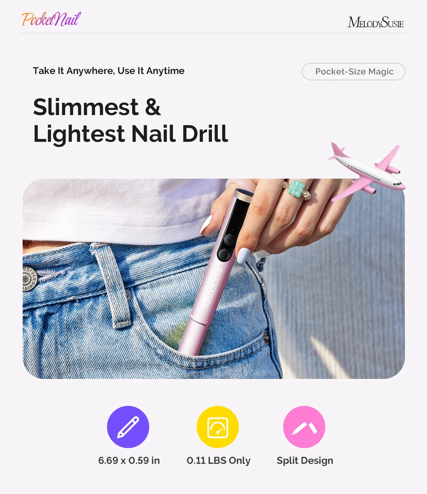 PocketNail PC100GR Innovative Pen-Shaped Portable Nail Drill 20,000RPM