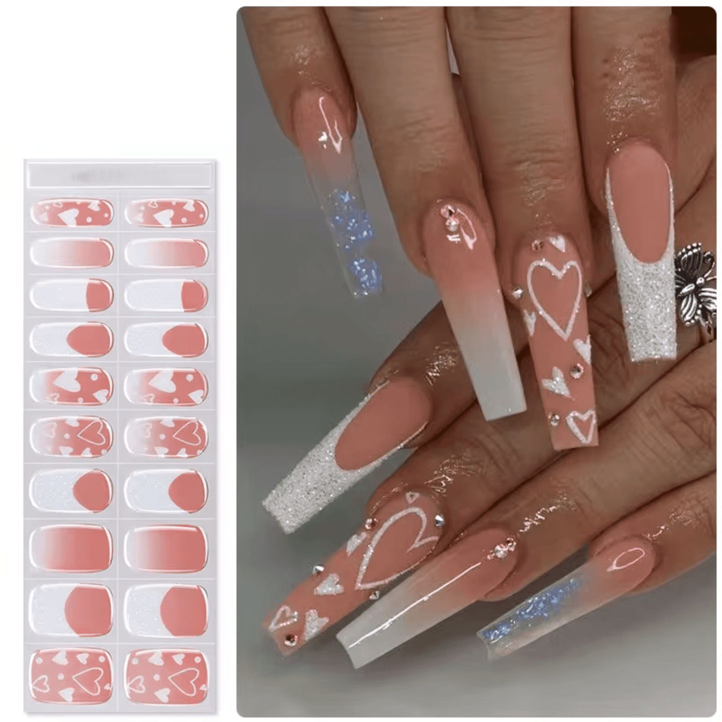 Semi Cured Gel Nail Stickers - 36 gerðir