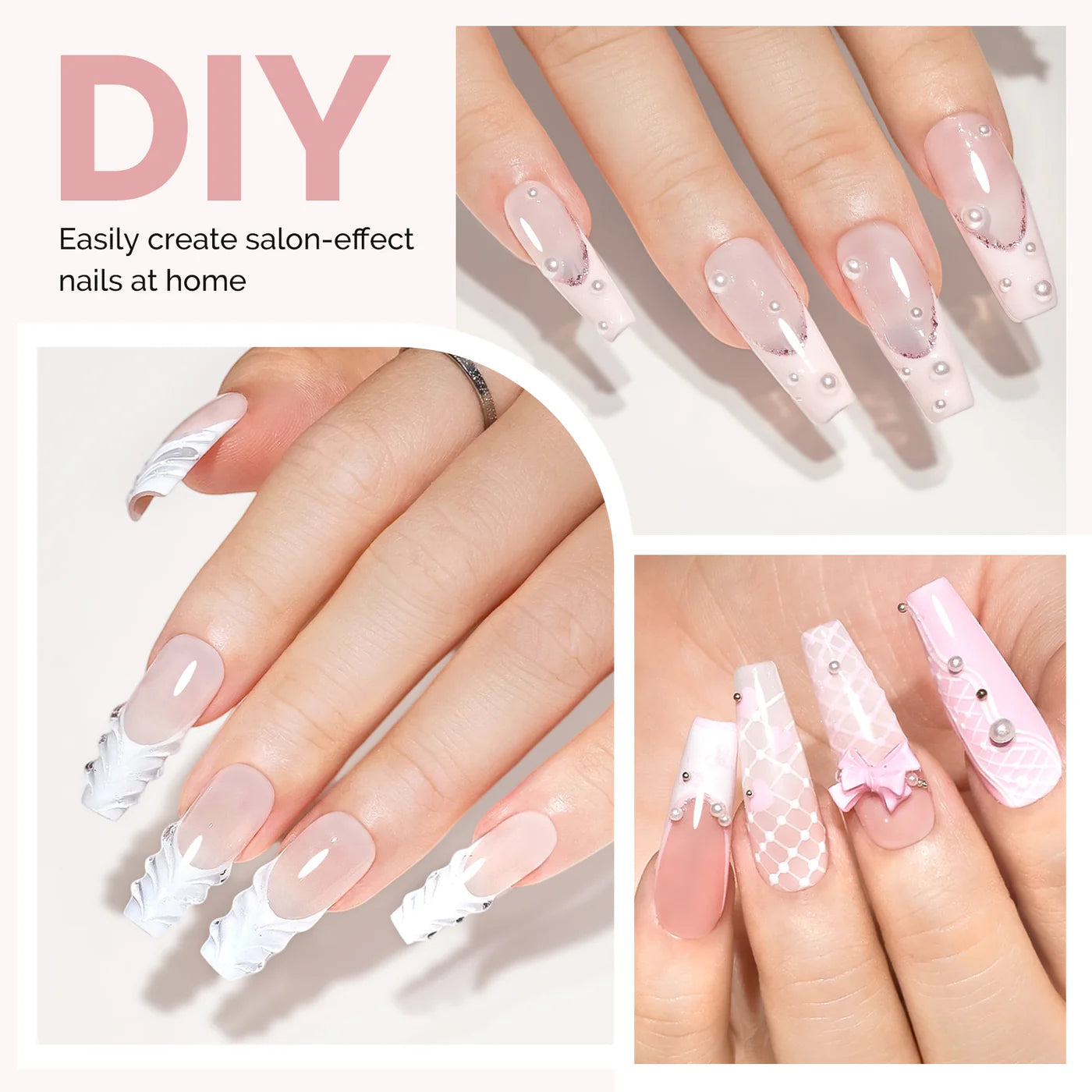 300Pcs Acrylic Nail Tips Long Coffin Set