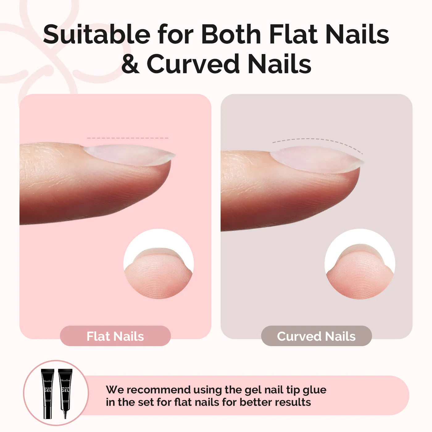 300Pcs Acrylic Nail Tips - Half Matte Clear Full Cover and Nail glue set