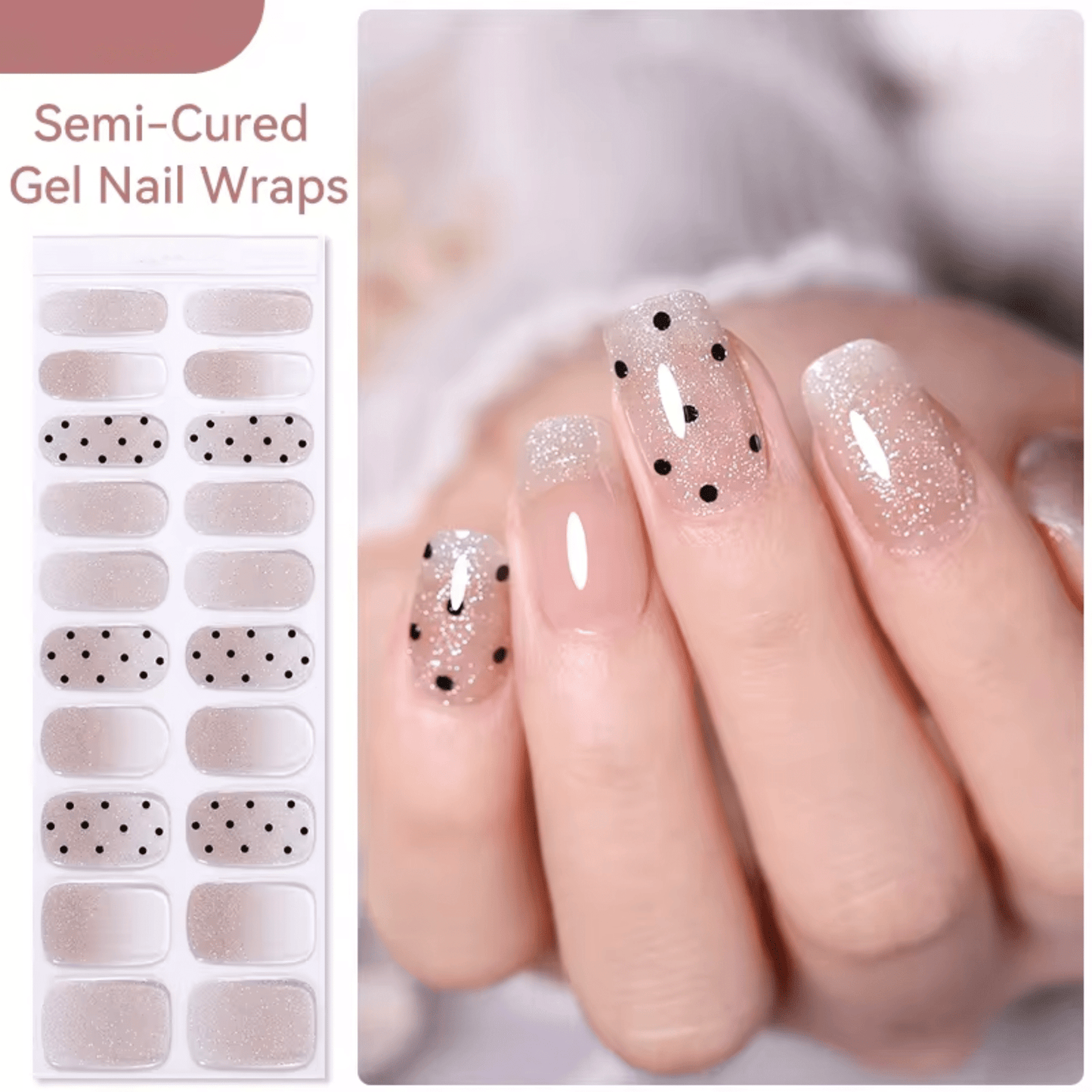 Semi Cured Gel Nail Stickers - 36 gerðir