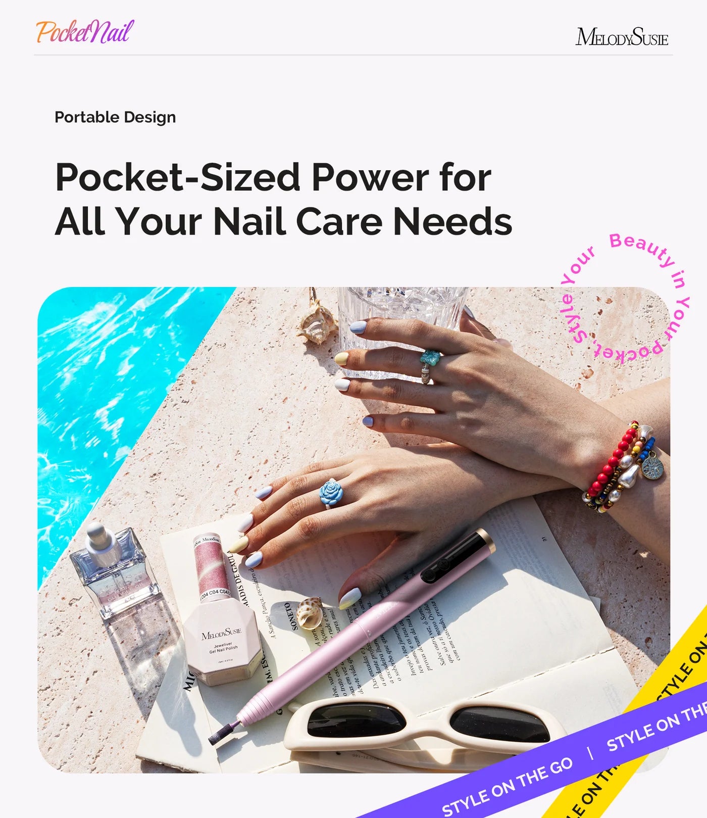 PocketNail PC100GR Innovative Pen-Shaped Portable Nail Drill 20,000RPM