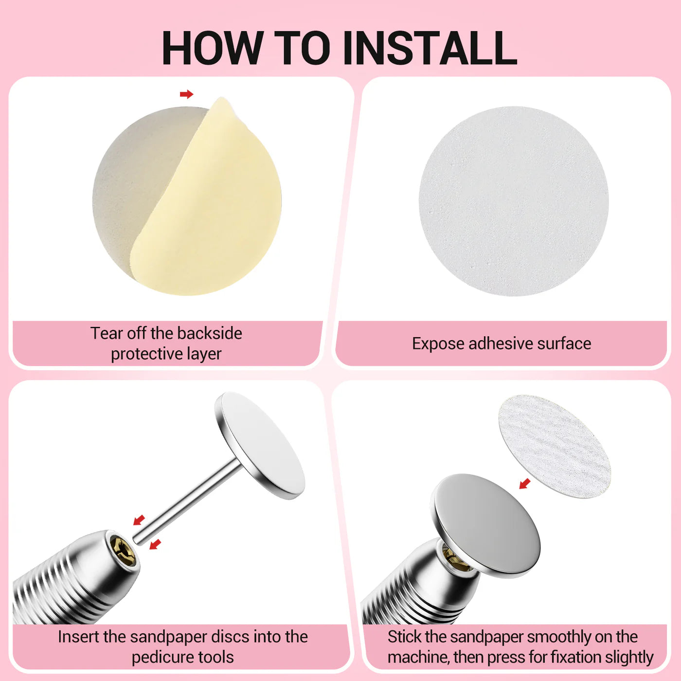 60 Pcs Replacement Sandpaper Discs with 25mm Metal Nail Drill Bit