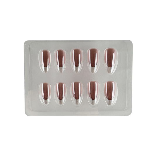 Press On neglur - Dark Brown French