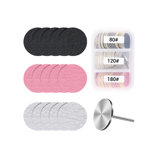 60 Pcs Replacement Sandpaper Discs with 25mm Metal Nail Drill Bit