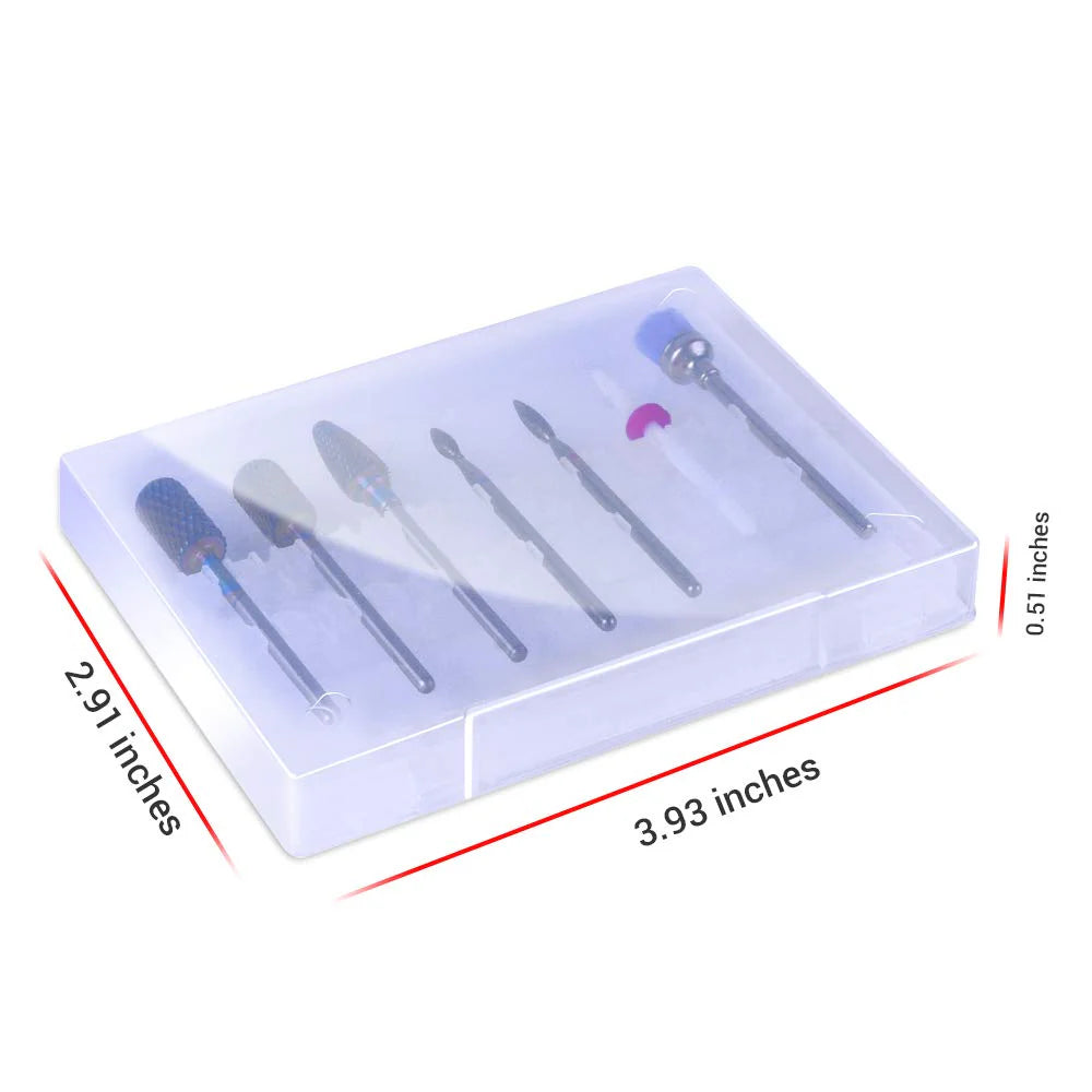Tungsten Carbide Diamond Nail Drill Bits Set 7Pcs