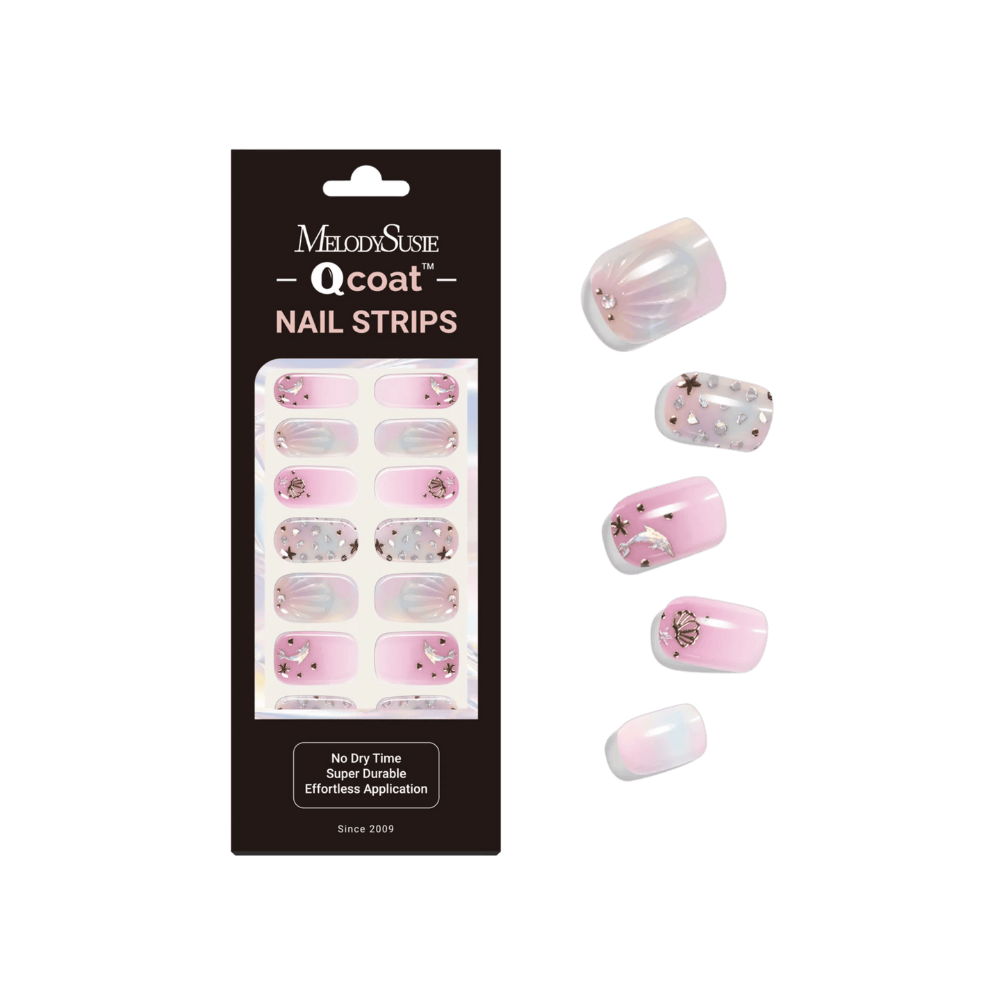 Qcoat Fully Cured Gel Nail Strips - Gradient Pink