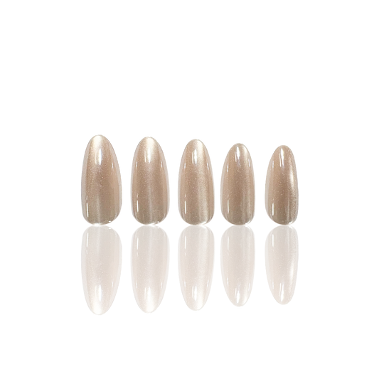 Press On neglur - Light Brown Cat Eye