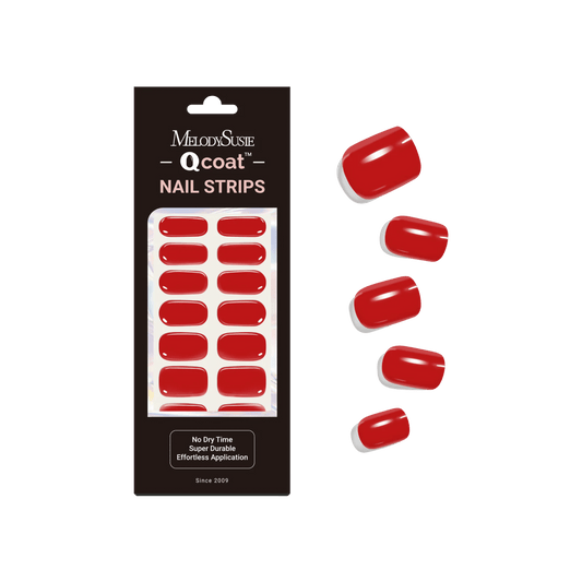 Qcoat Fully Cured Gel Nail Strips - Red